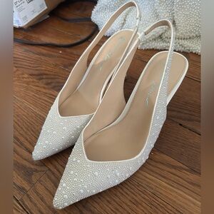 Betsey Johnson Pearl Embellished Slingback Heels
